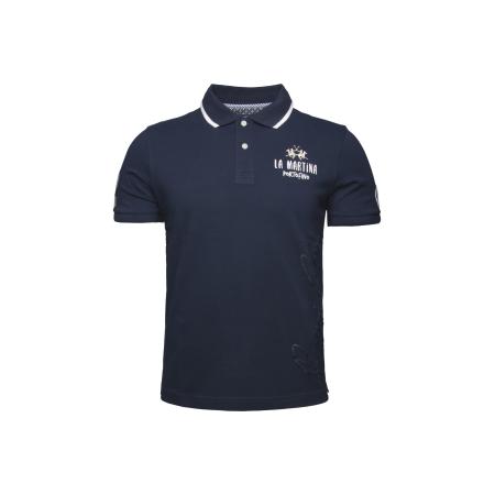 La Martina La Martina Shirt Map316 donkerblauw / wit