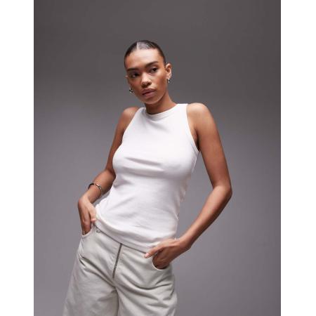 ARKET Geribbeld jersey hemdje in wit