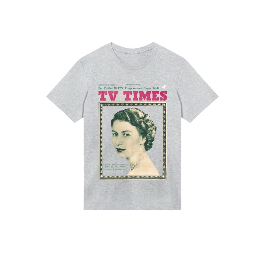 F4NT4STIC F4NT4STIC Shirt TV Times Queen Elizabeth II 1957 Cover grijs / gemengde kleuren -