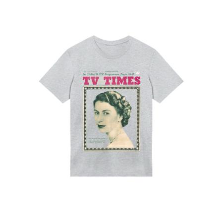 F4NT4STIC F4NT4STIC Shirt TV Times Queen Elizabeth II 1957 Cover grijs / gemengde kleuren