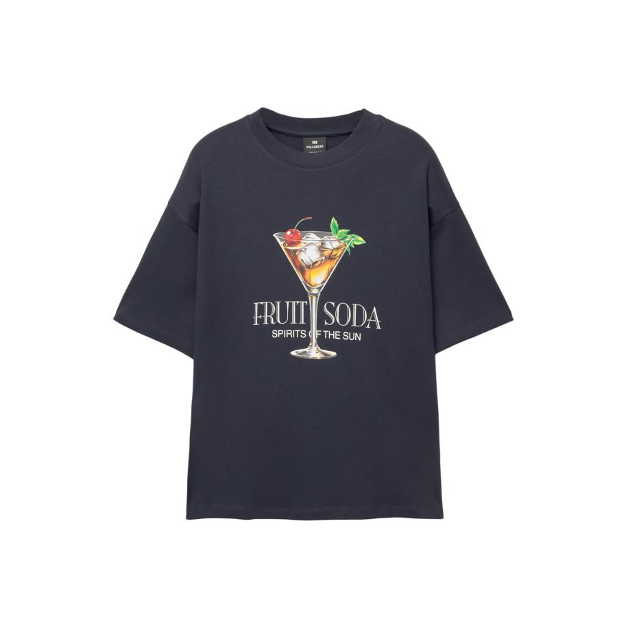 Pull&Bear Pull&Bear Shirt FRUITS SODA marine / groen / rood / wit -