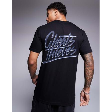 Cheats & Thieves - T-shirt van 200gsm stof met geschreven logoprint op de achterkant in zwart