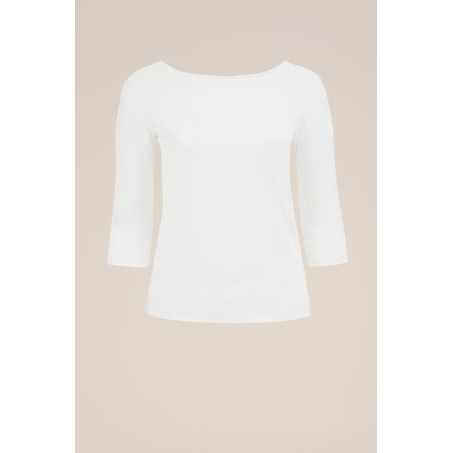 WE Fashion Dames T-shirt met driekwart mouwen - Curve - Wit - Katoen - Plus Size Maat: 48 Wit