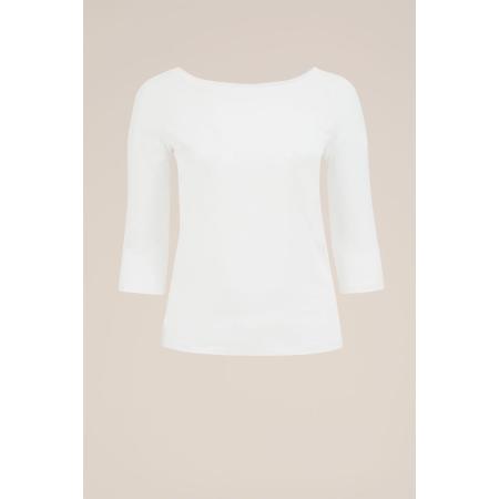 WE Fashion Dames T-shirt met driekwart mouwen - Curve - Wit - Katoen - Plus Size Maat: 52