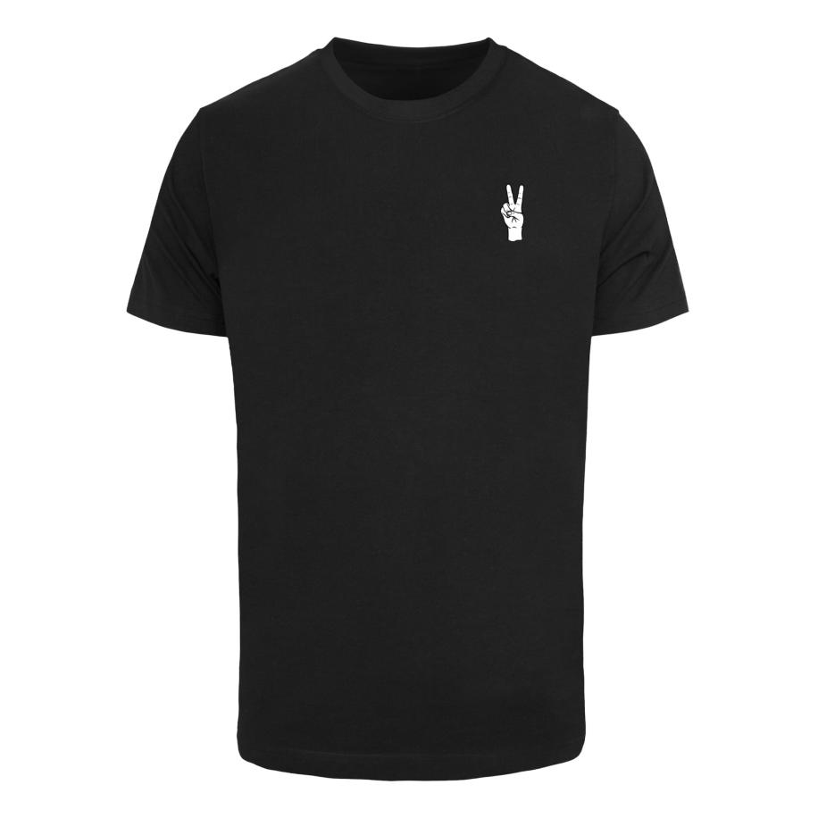 Mister Tee Shirt Peace Hand zwart / wit Zwart