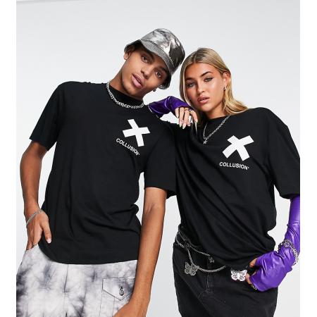 COLLUSION Unisex T-shirt met logo in zwart