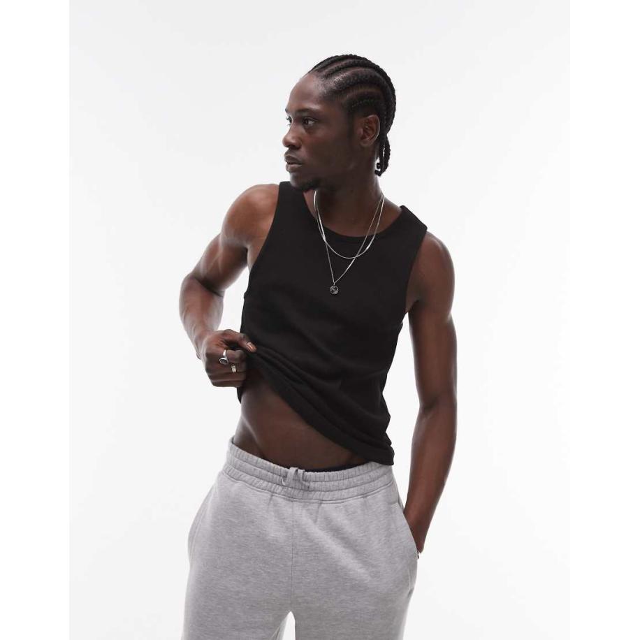 Topman - Geribbeld hemdje in zwart Zwart