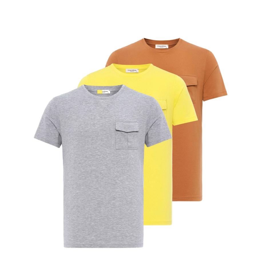 Anou Anou Anou Anou Shirt bruin / geel / grijs gemêleerd -