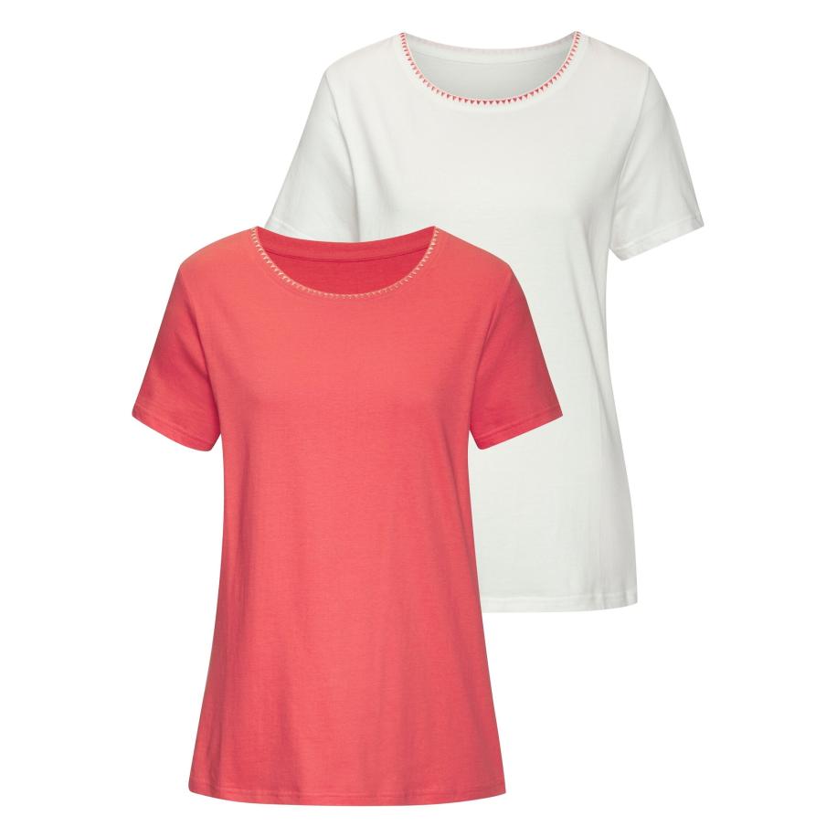 VIVANCE VIVANCE Shirt abrikoos / wit -