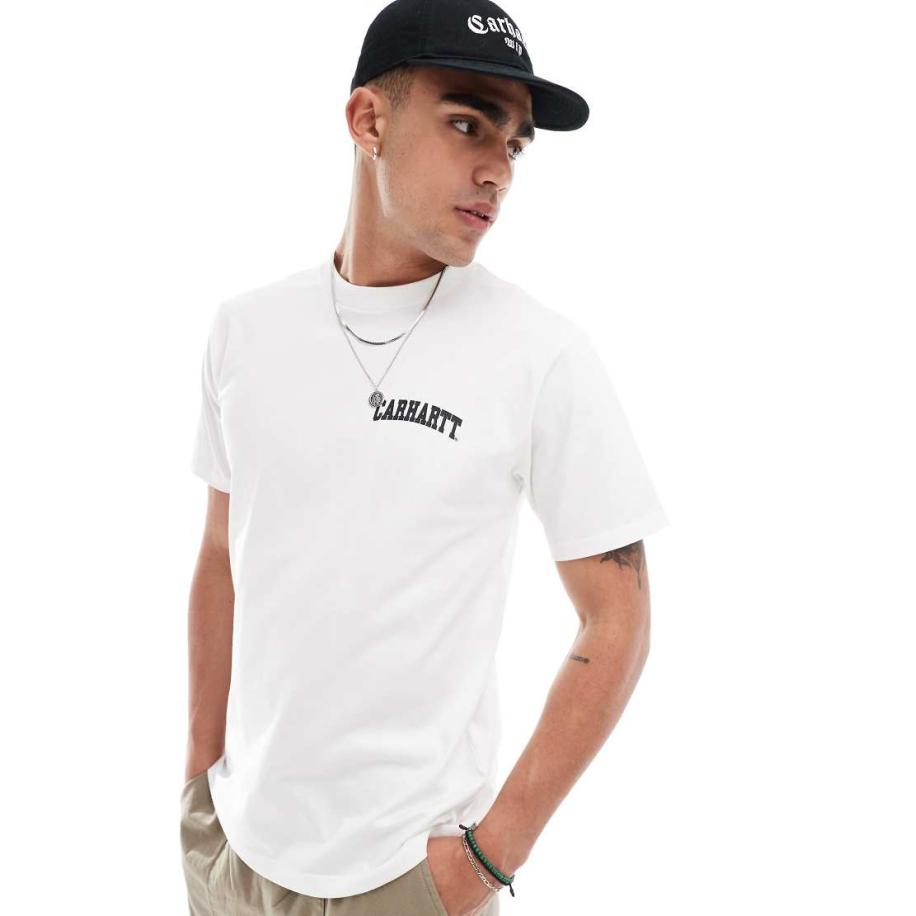 Carhartt WIP - T-shirt met university-tekstlogo in wit Wit