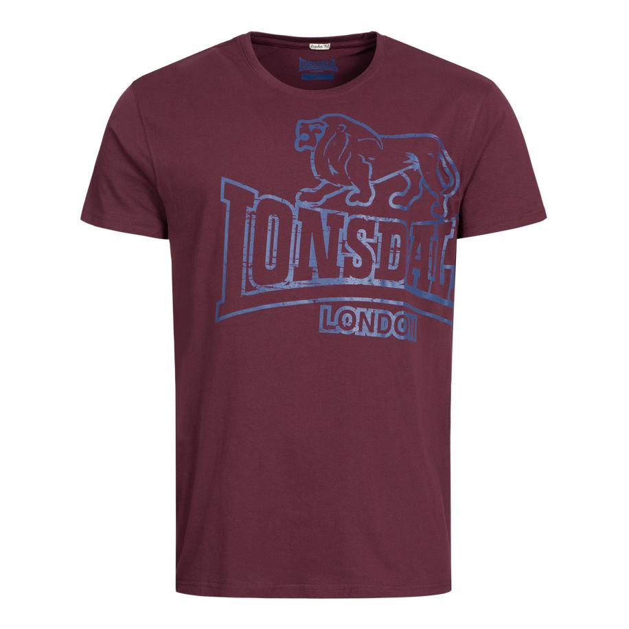 LONSDALE Shirt Langsett navy / donkerrood Rood