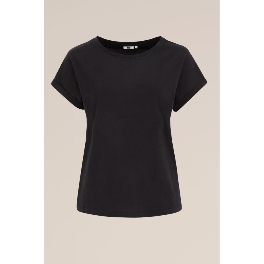 WE Fashion Dames T-shirt - Curve - Regular fit - Zwart - Biologisch katoen - Plus Size Maat: 44 Zwart