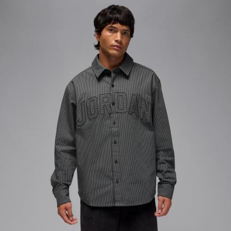 Jordan Flight Oxford-overhemd met lange mouwen voor heren - Zwart