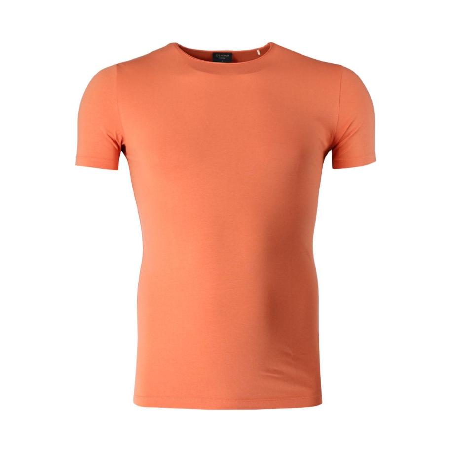 OLYMP Casual T-Shirt ronde hals baksteenrood, Effen Rood