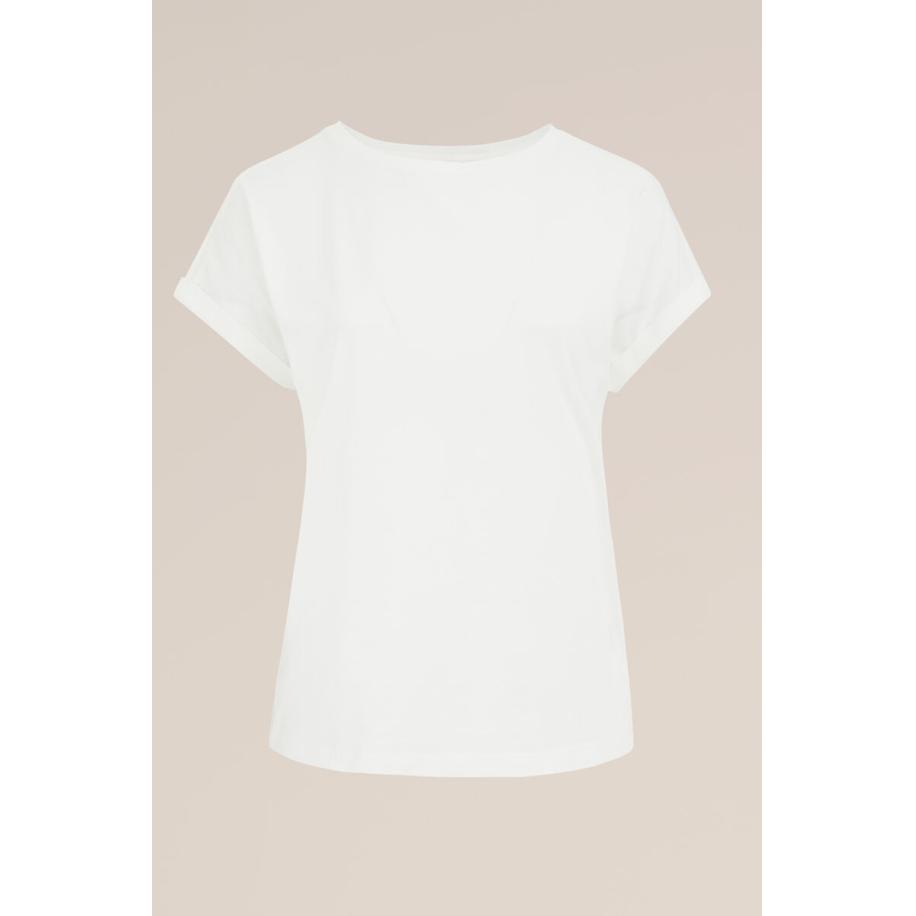 WE Fashion Dames T-shirt - Curve - Regular fit - Gebroken wit - Biologisch katoen - Plus Size Maat: 52 Wit