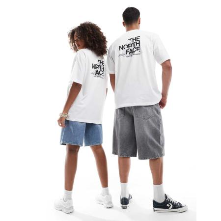 The North Face Mountain Sketch Oversized T-shirt met print op de achterkant in wit