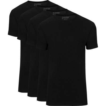 Slater 4-pack Basic Fit T-shirt Zwart