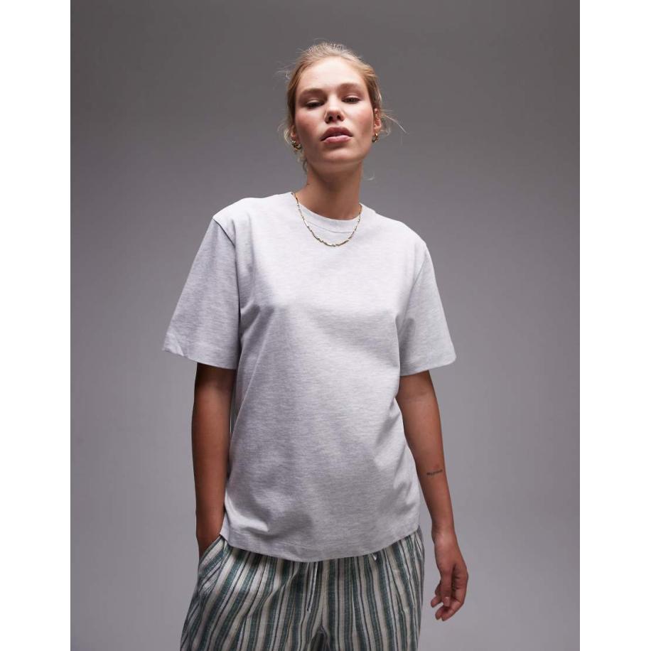 Topshop Premium basic T-shirt met korte mouwen in gemêleerd grijs Grijs