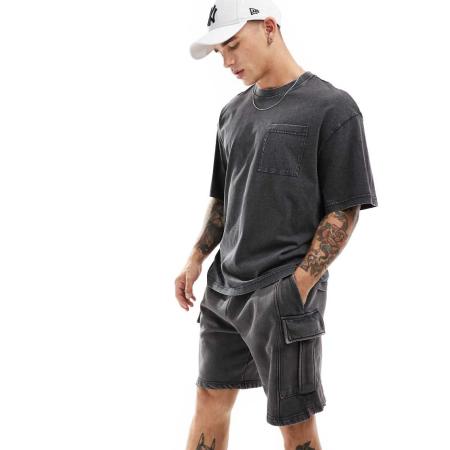 ONLY & SONS - Super oversized T-shirt in grijs met wassing, deel van co-ord set