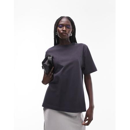 Topshop Premium Eenvoudig T-shirt met korte mouwen in leigrijs