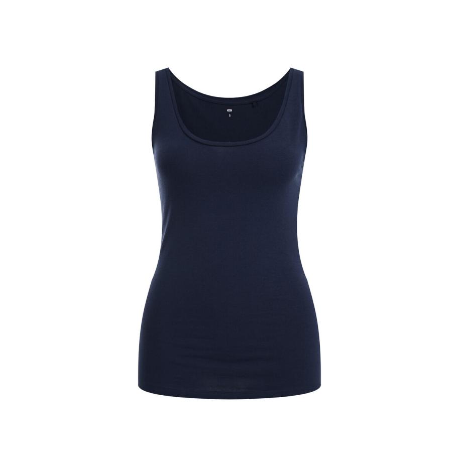 WE Fashion Dames singlet van katoenmix - Regular fit - Donkerblauw - Katoen - Maat: XS Blauw