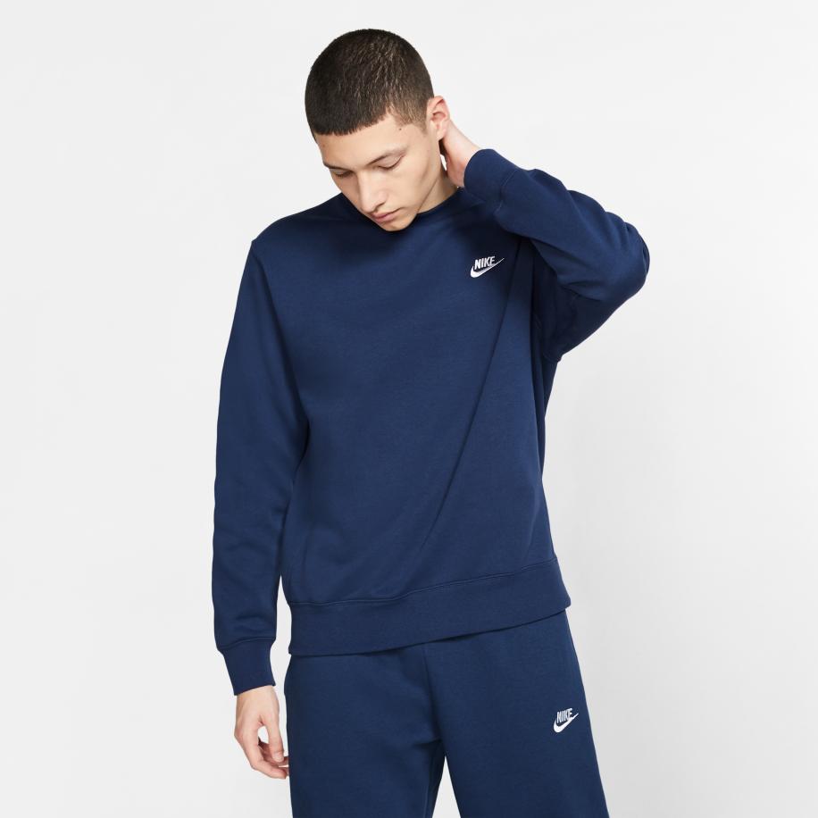 Nike Club Fleece Herentop met ronde hals - Blauw Blauw