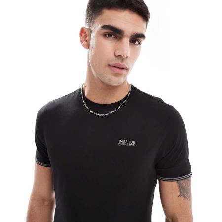 Barbour International - Philio - T-shirt met een gekleurd randje in zwart