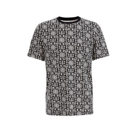 WE Fashion Heren T-shirt met dessin - Slim Fit - Zwart - Katoen - Maat: XXXL