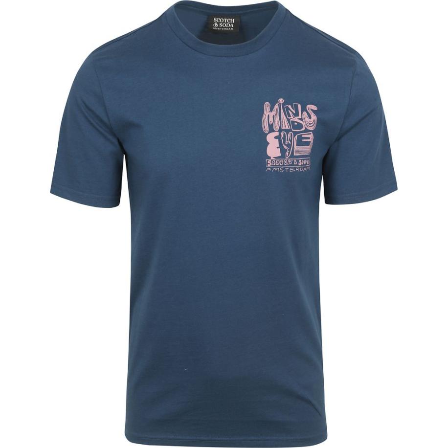 Scotch & Soda T-Shirt Artwork Blauw Blauw