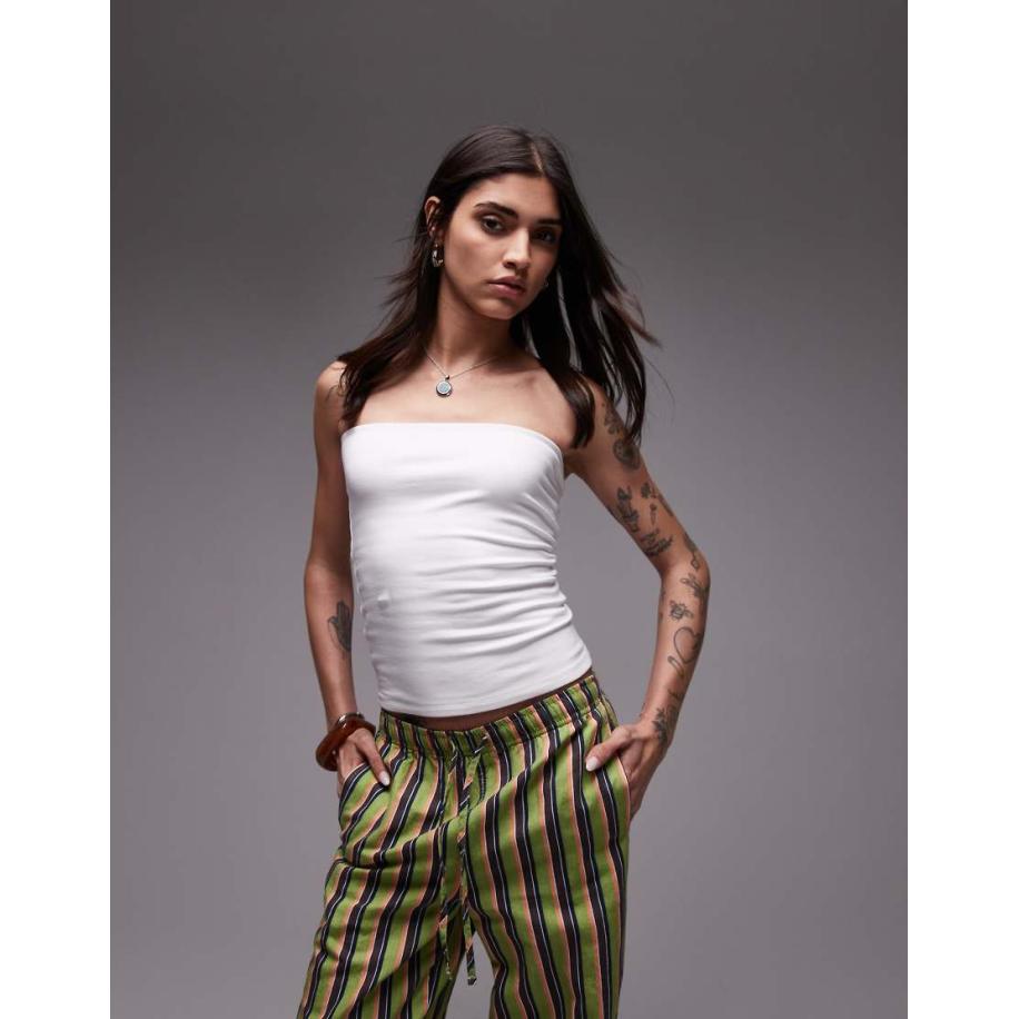 Topshop Bandeau met lange pasvorm in wit Wit