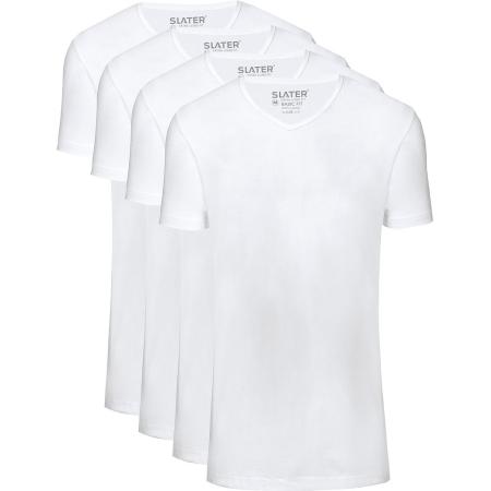Slater 4-pack T-shirt Basic Extra Lang V-neck Wit