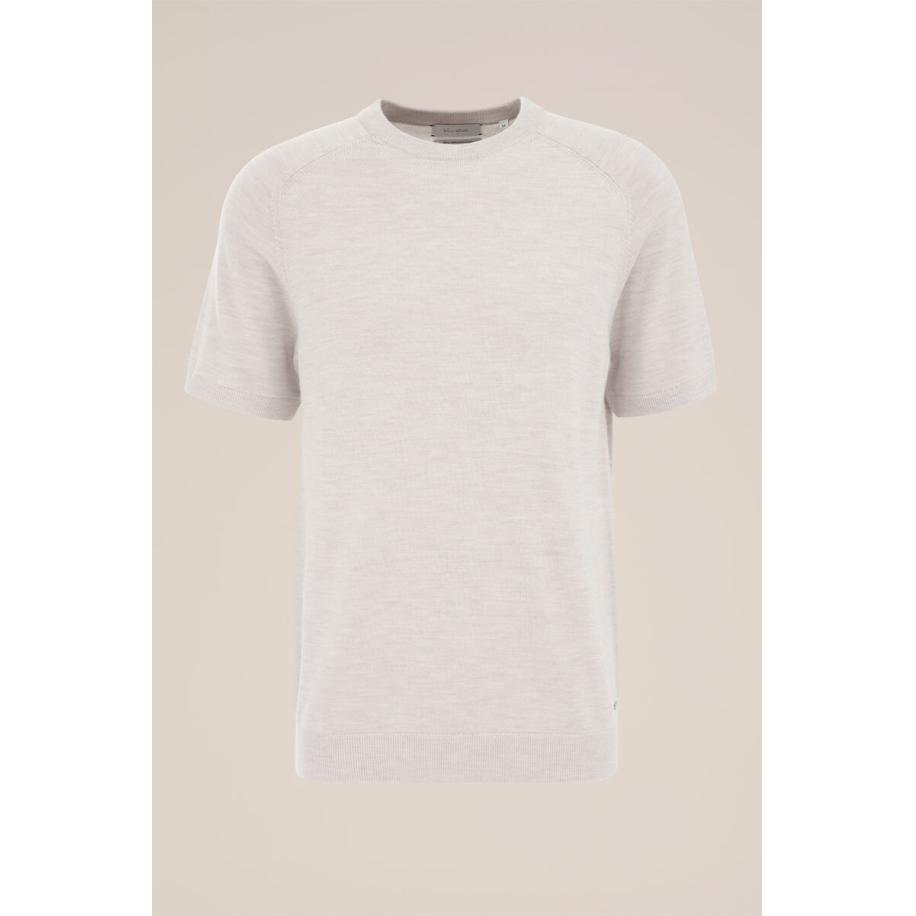 WE Fashion Fijngebreid Tshirt van merinowol - Regular fit - Beige - Merino wol - Maat: XXL Bruin