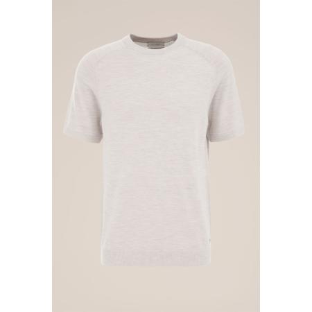 WE Fashion Fijngebreid Tshirt van merinowol - Regular fit - Beige - Merino wol - Maat: XXL