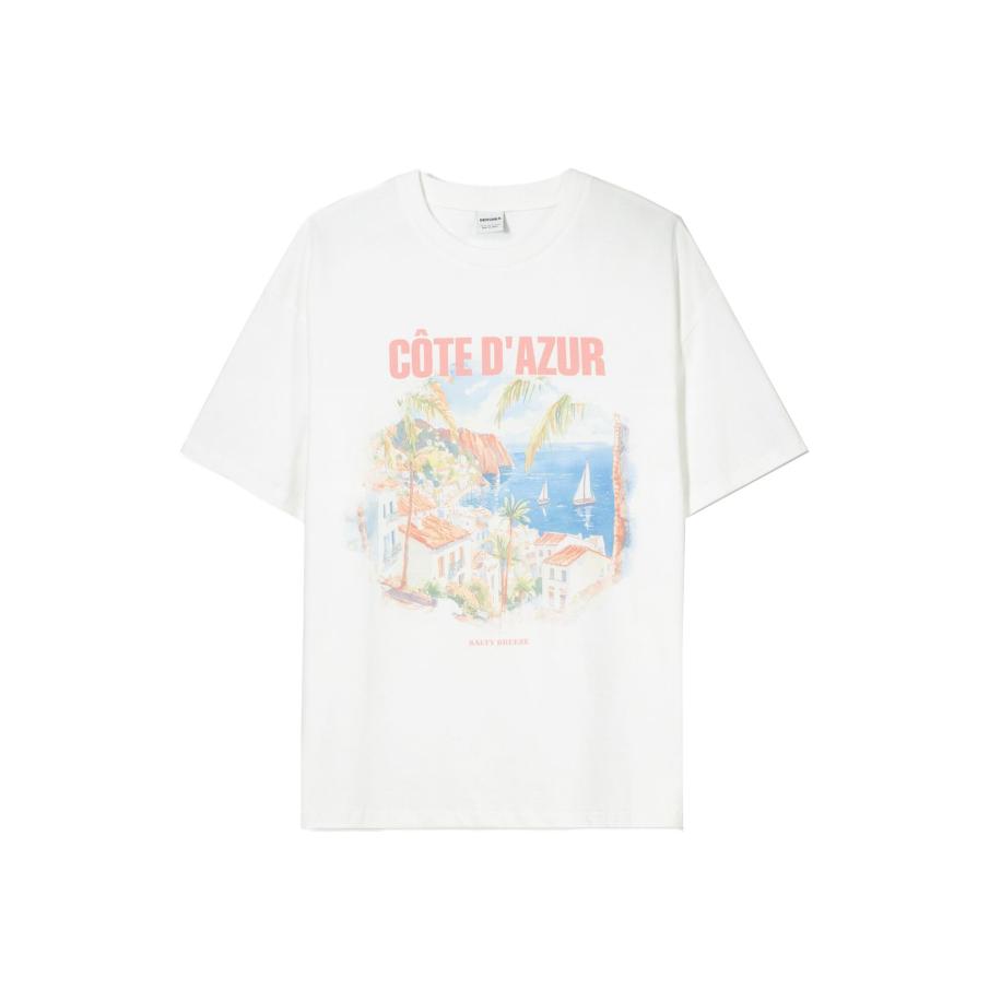 Bershka Bershka Shirt ecru / blauw / oranje -