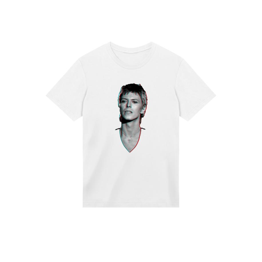 F4NT4STIC F4NT4STIC Shirt TV Times Pop Star David Bowie Portrait 1977 grijs / zwart / wit -