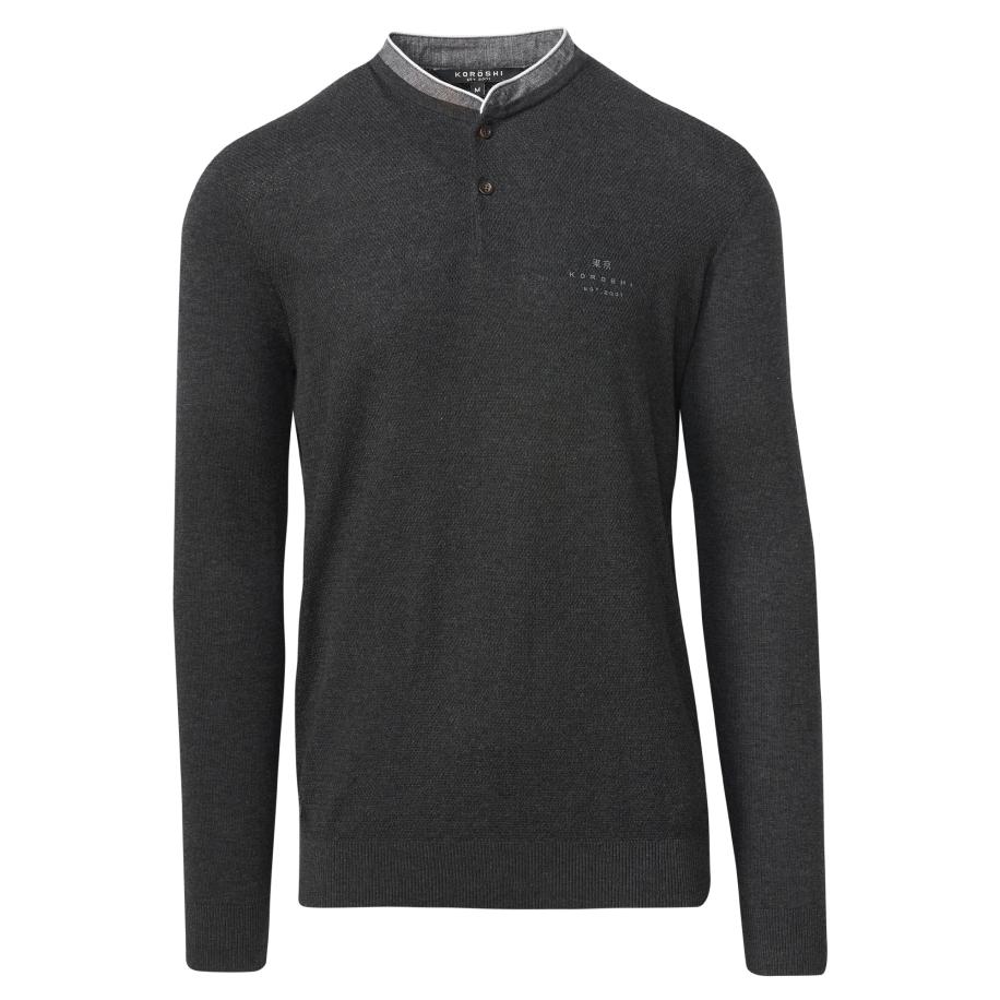 KOROSHI KOROSHI Shirt grijs / antraciet / wit -