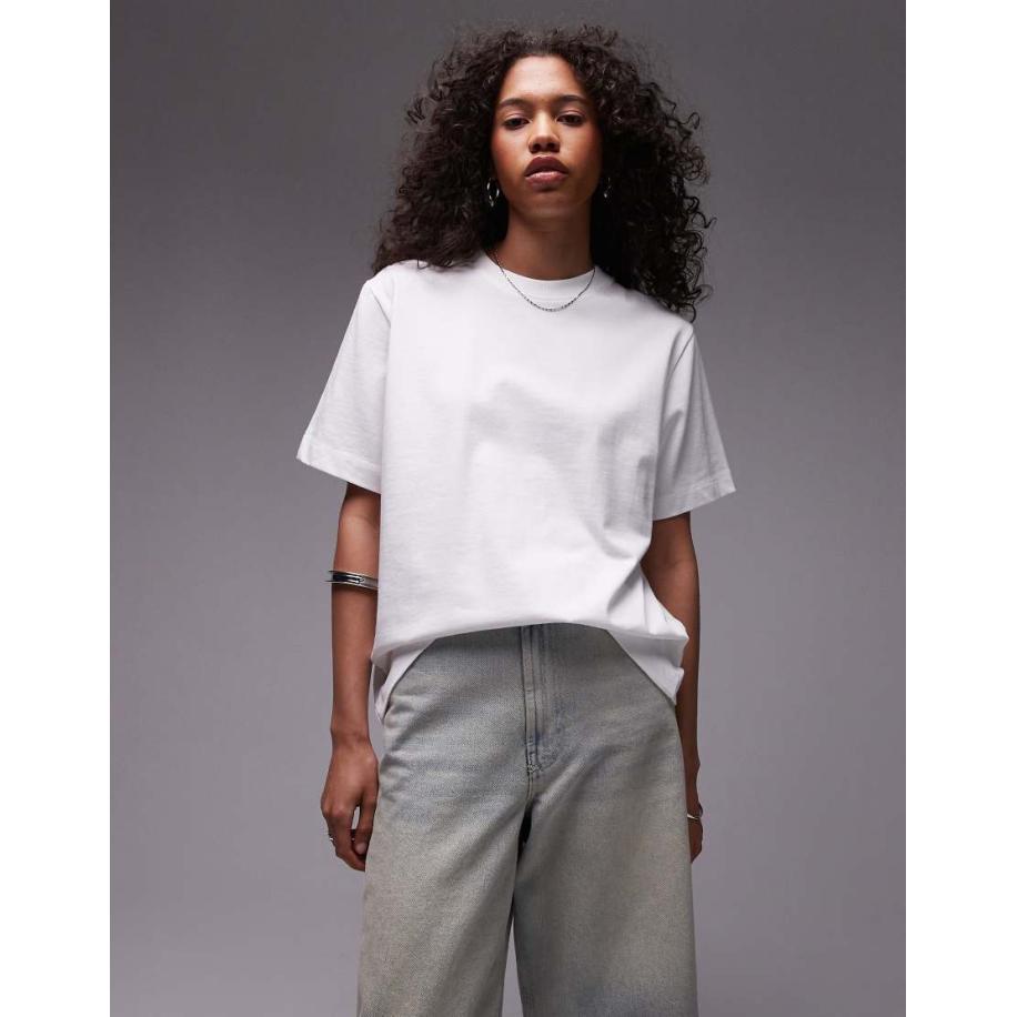 Topshop Premium Eenvoudig T-shirt met korte mouwen in wit Wit