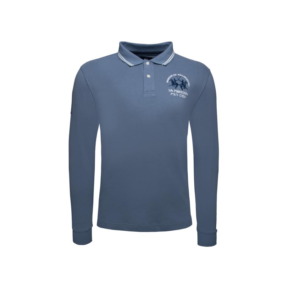 La Martina La Martina Shirt XMP307 lichtblauw / wit -