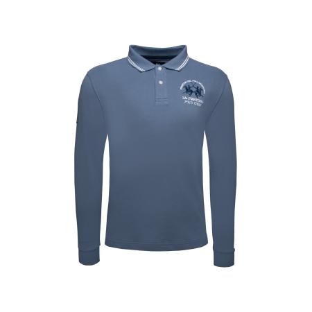 La Martina La Martina Shirt XMP307 lichtblauw / wit