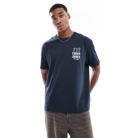 Wrangler - Casey Jones - Oversized workwear T-shirt van zware stof met vintage logo in marineblauw