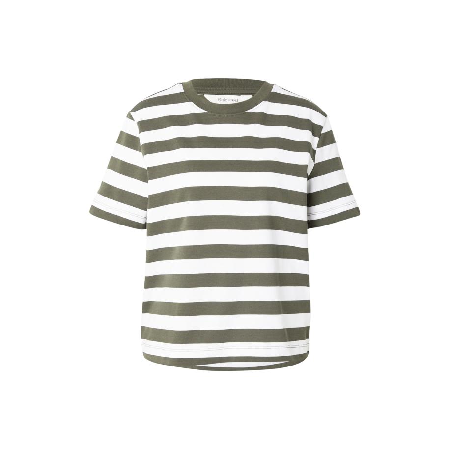 Selected SELECTED Shirt SLFESSENTIAL donkergroen / wit -