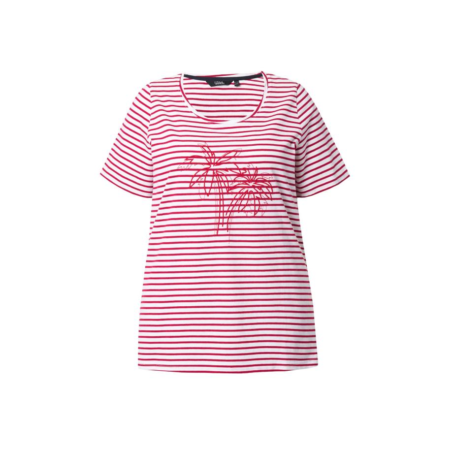 Ulla Popken Ulla Popken Shirt framboos / donkerrood / wit -