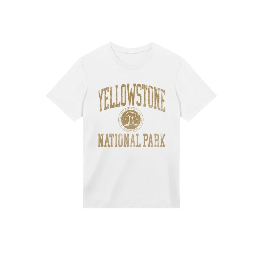 F4NT4STIC F4NT4STIC Shirt US National Parks Yellowstone Wyoming mosterd / wit -