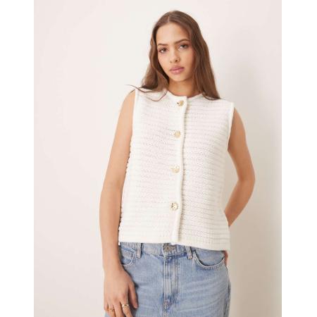 Pretty Lavish Gehaakt gilet in crème-Wit