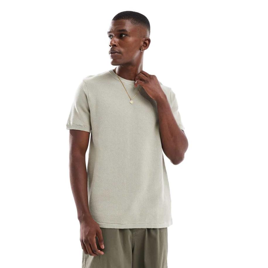 Brave Soul - Gebreid T-shirt in lichtgroen Groen
