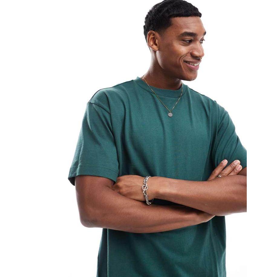 Cotton On - Boxy effen T-shirt in dennengroen Groen