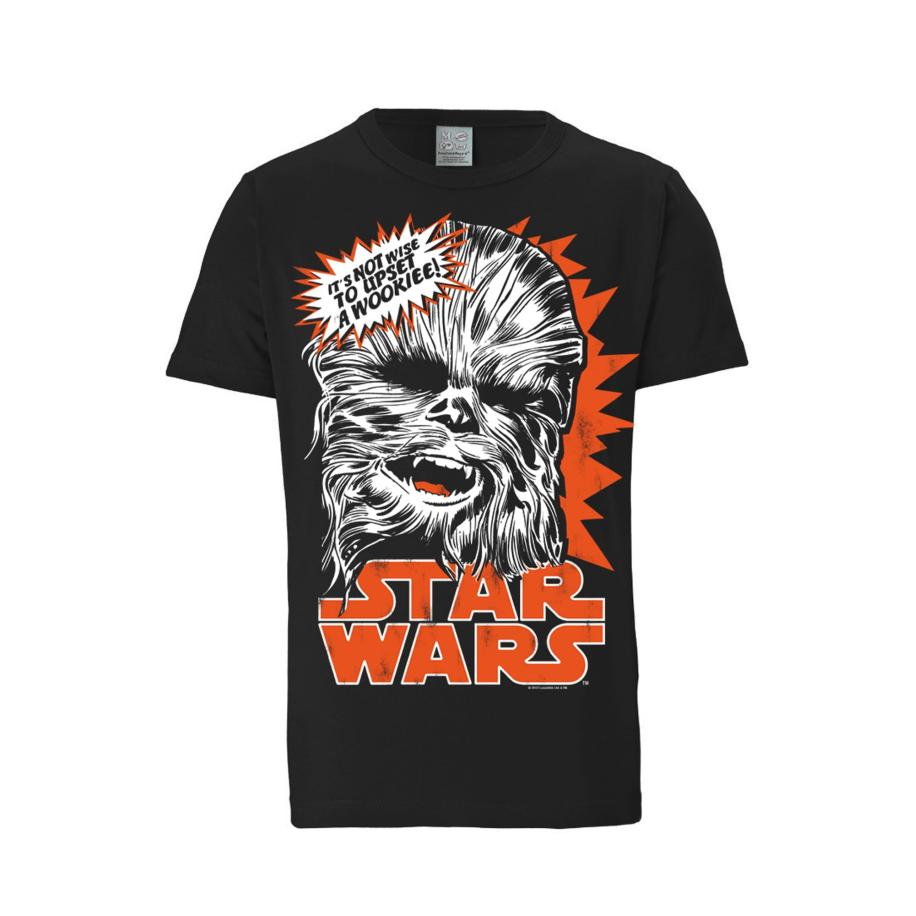 LOGOSHIRT Shirt Star Wars - Chewbacca rood / zwart / wit Zwart