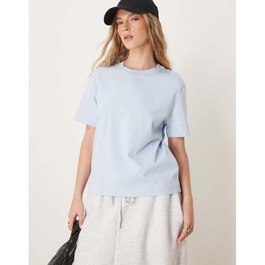 Selected Femme T-shirt met rechte pasvorm in lichtblauw Blauw