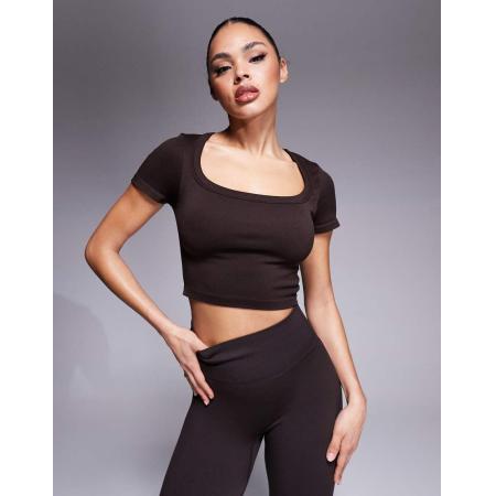 ASOS 4505 Active Naadloos T-shirt met korte mouwen in bruin