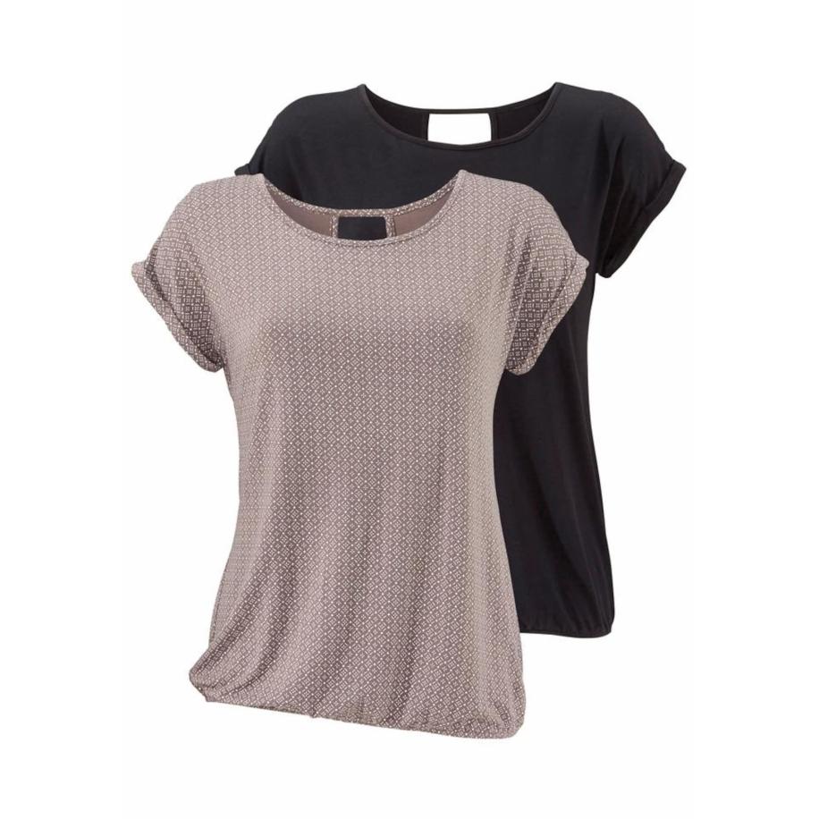 Lascana LASCANA Shirt taupe / zwart -